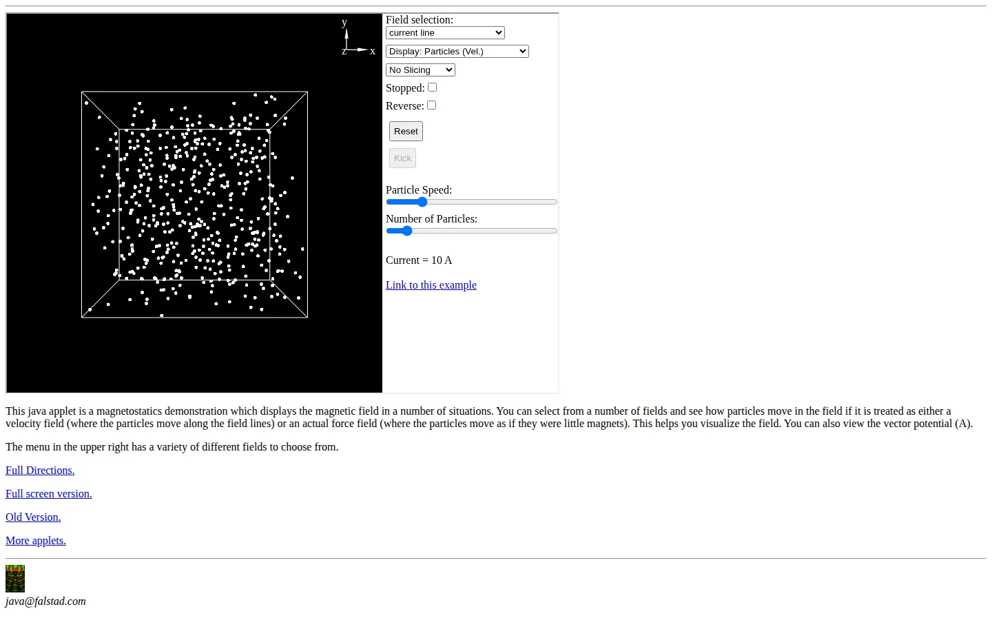 3-D Magnetostatic Field Simulation website homepage screenshot