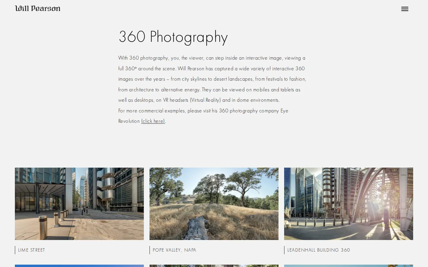 360 panoramas website homepage screenshot