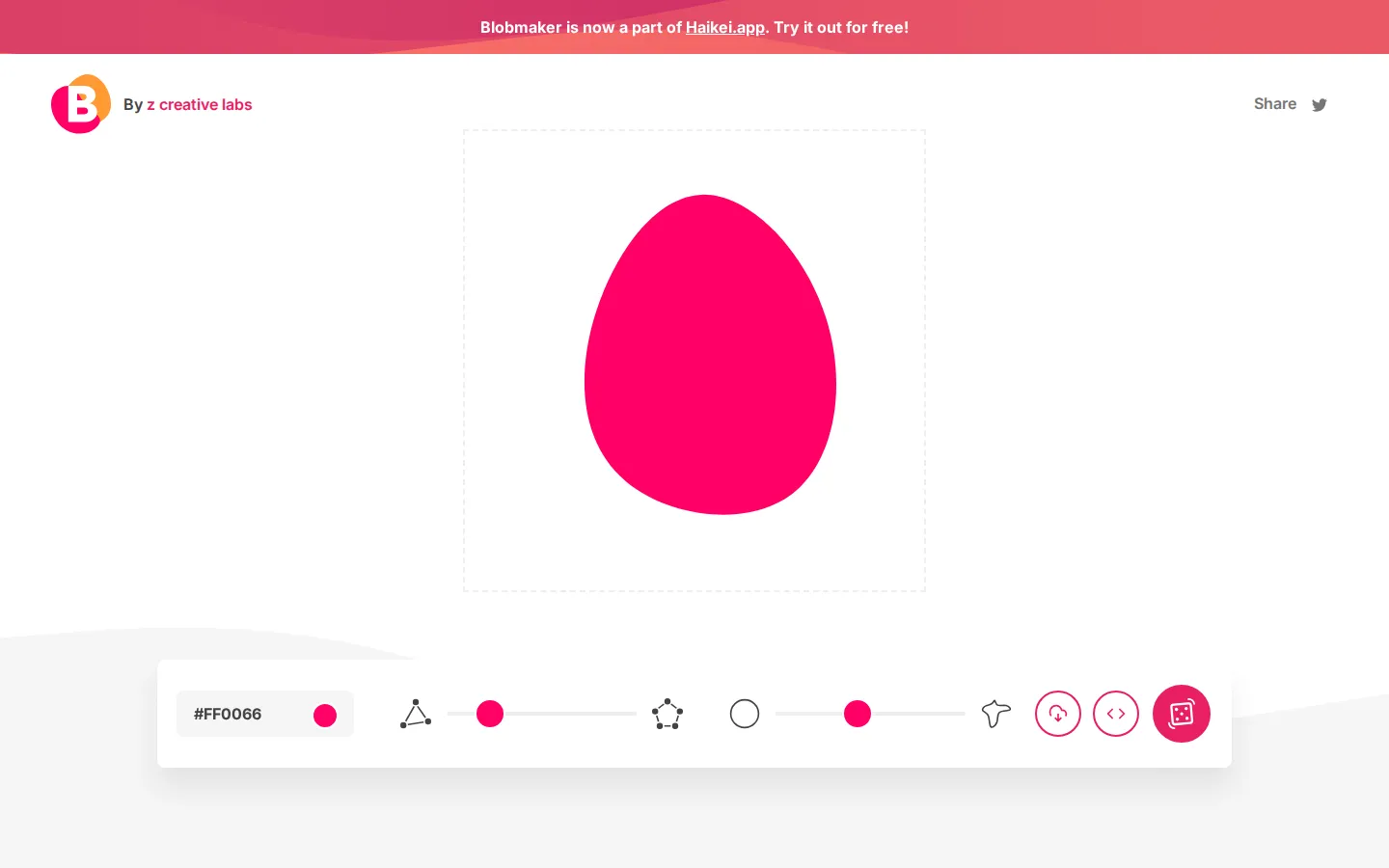 Blobmaker website homepage screenshot