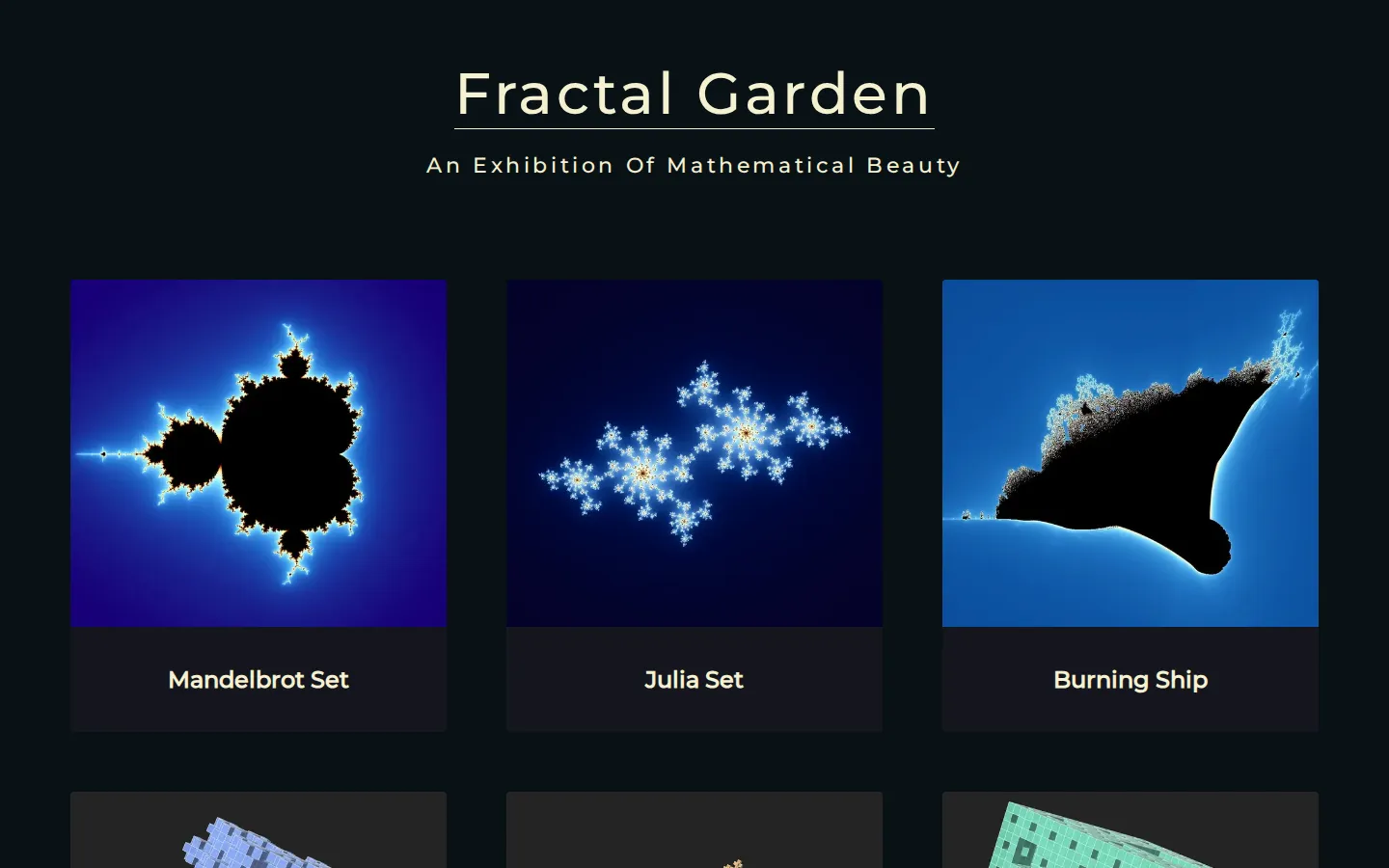 Fractal Garden website homepage screenshot