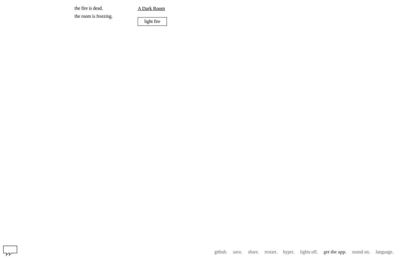 A Dark Room website homepage screenshot