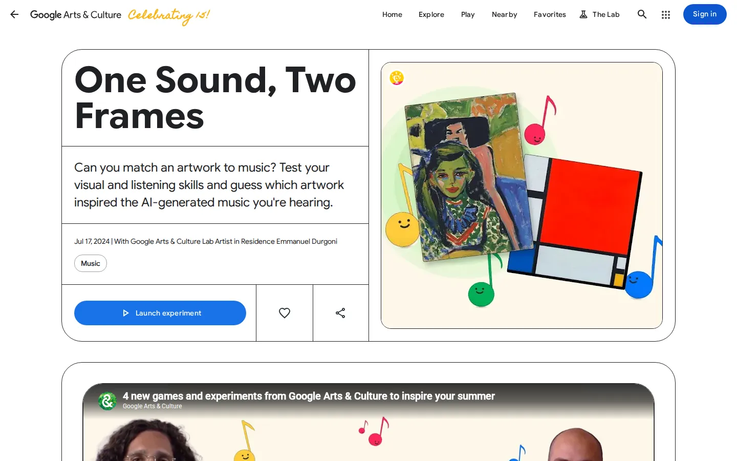 One Sound, Two Frames website homepage screenshot