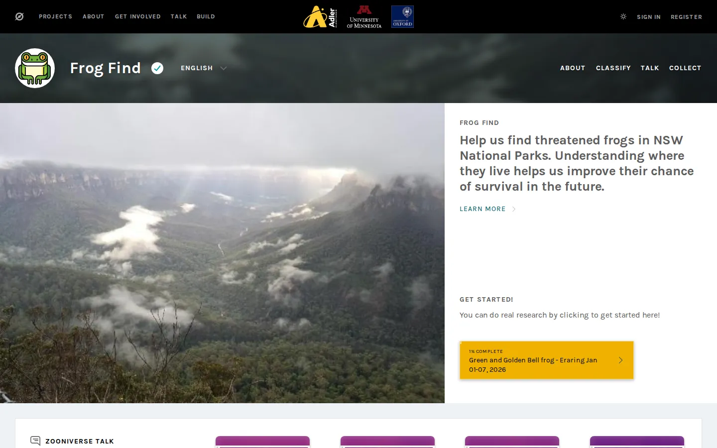 Frog Find website homepage screenshot