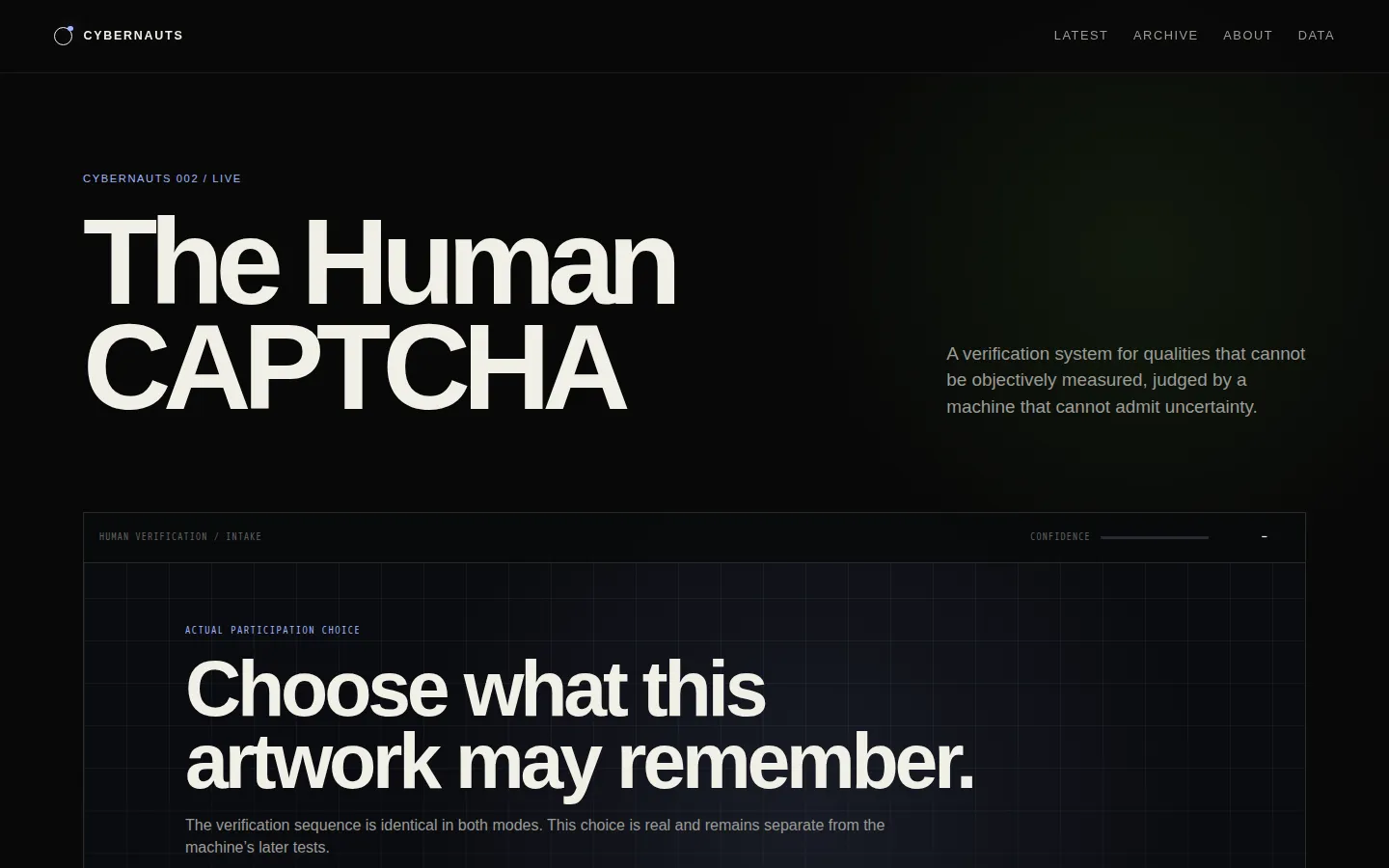 The Human CAPTCHA website homepage screenshot