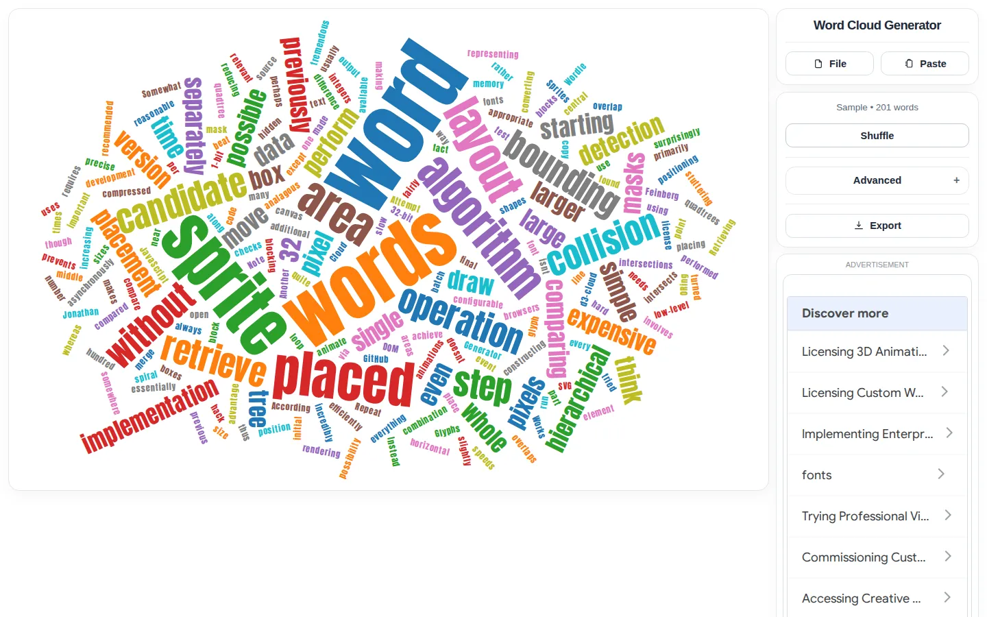 Word Cloud Generator website homepage screenshot