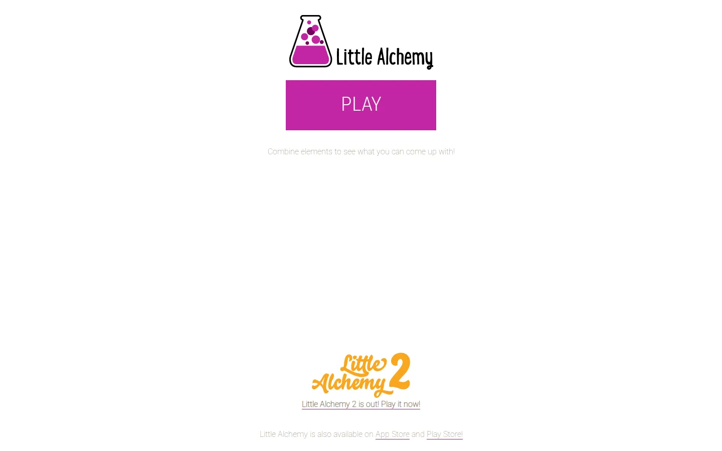 Little Alchemy website homepage screenshot