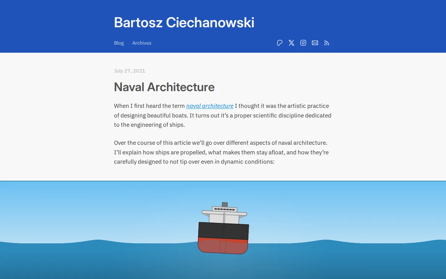 Naval Architecture website homepage screenshot