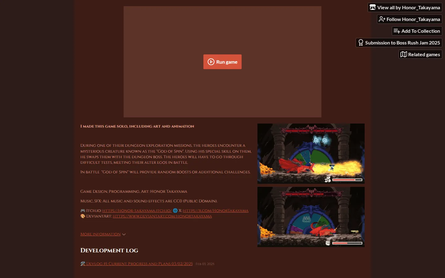 Spin Dungeon website homepage screenshot
