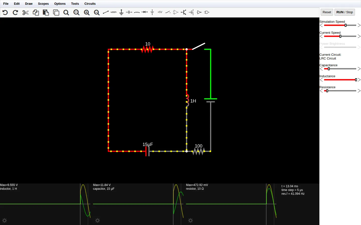 CircuitJS1 website homepage screenshot