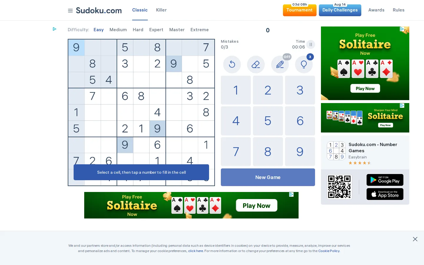 Sudoku.com website homepage screenshot