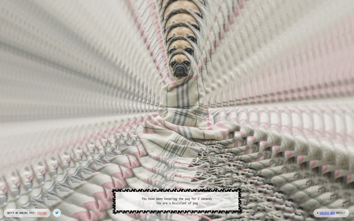 Pug in a Rug website homepage screenshot