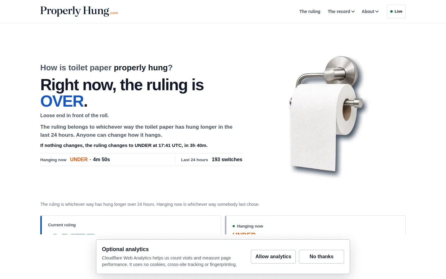 properlyhung.com website homepage screenshot