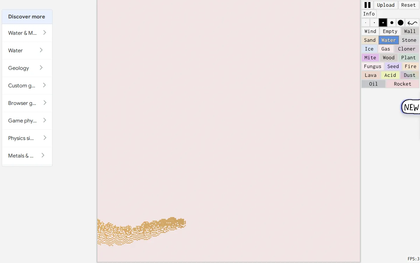 Sandspiel website homepage screenshot
