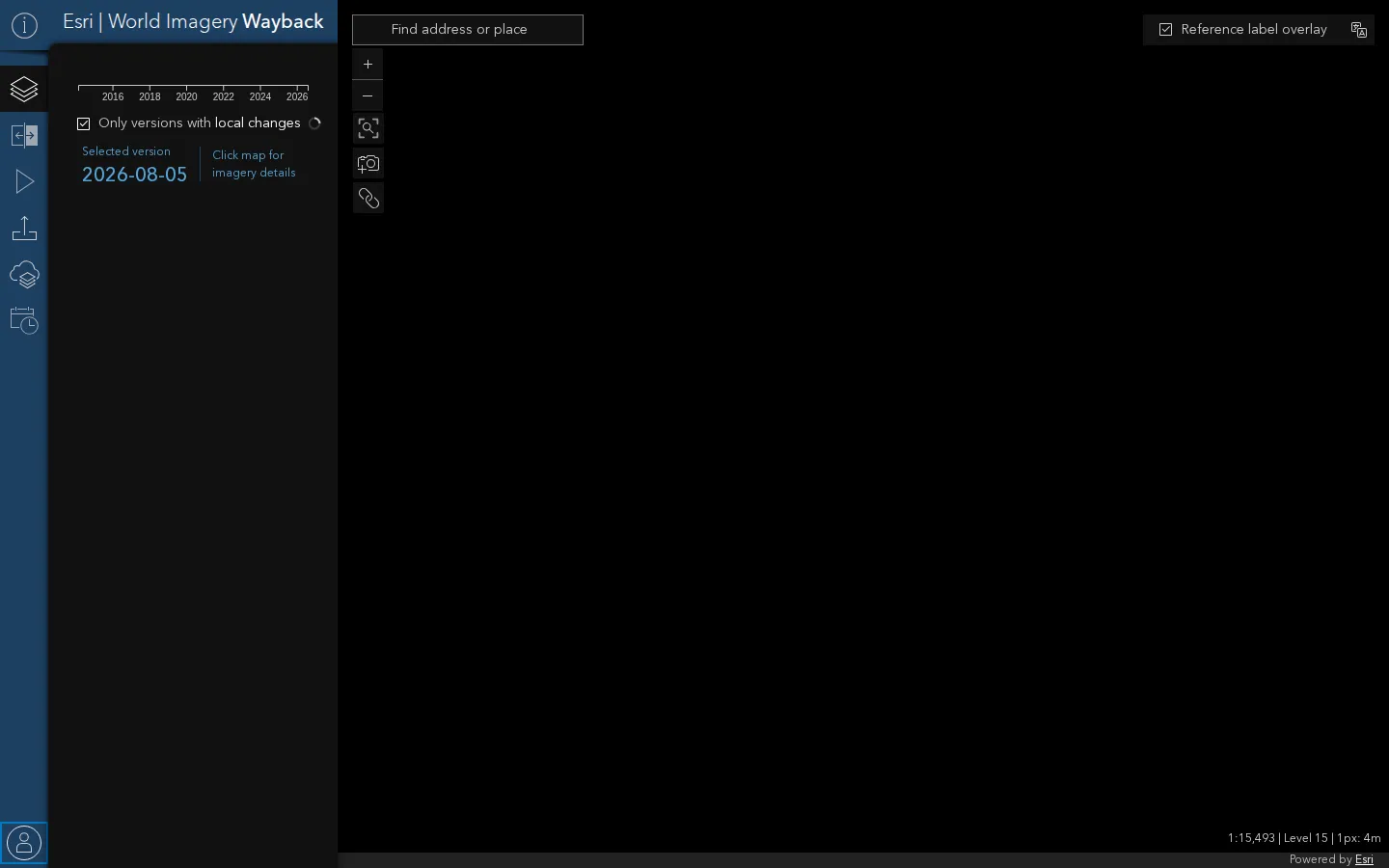 World Imagery Wayback website homepage screenshot
