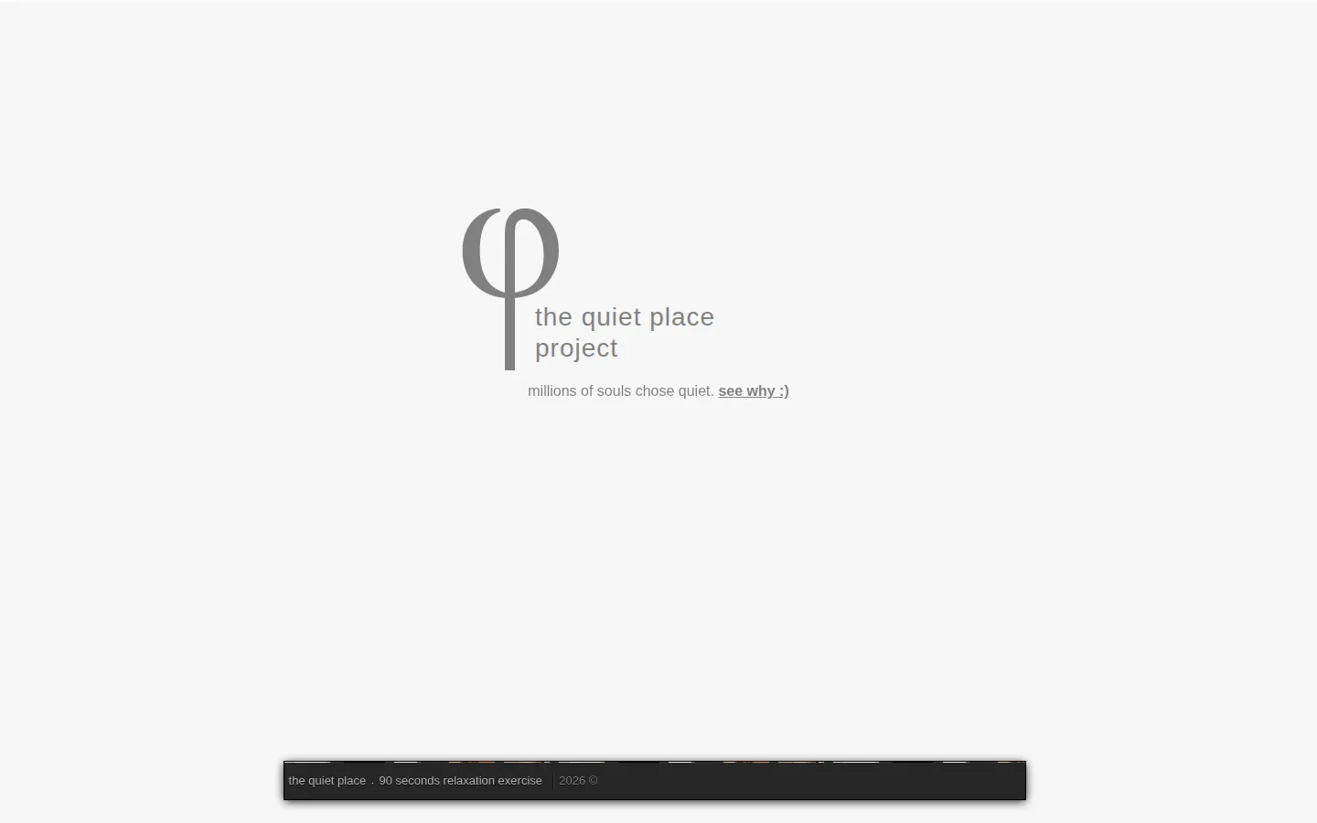 The Quiet Place Project website homepage screenshot