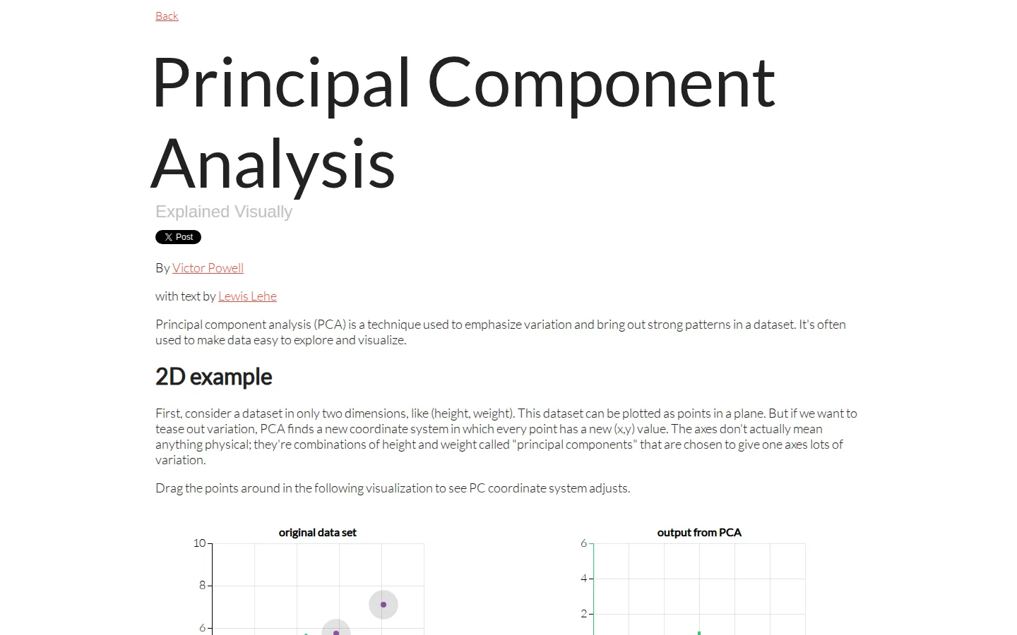 Principal Component Analysis Explained Visually website homepage screenshot