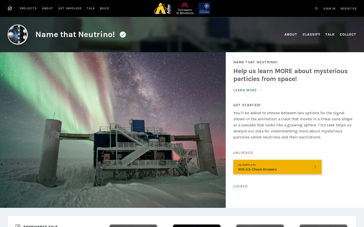 Name that Neutrino! website homepage screenshot