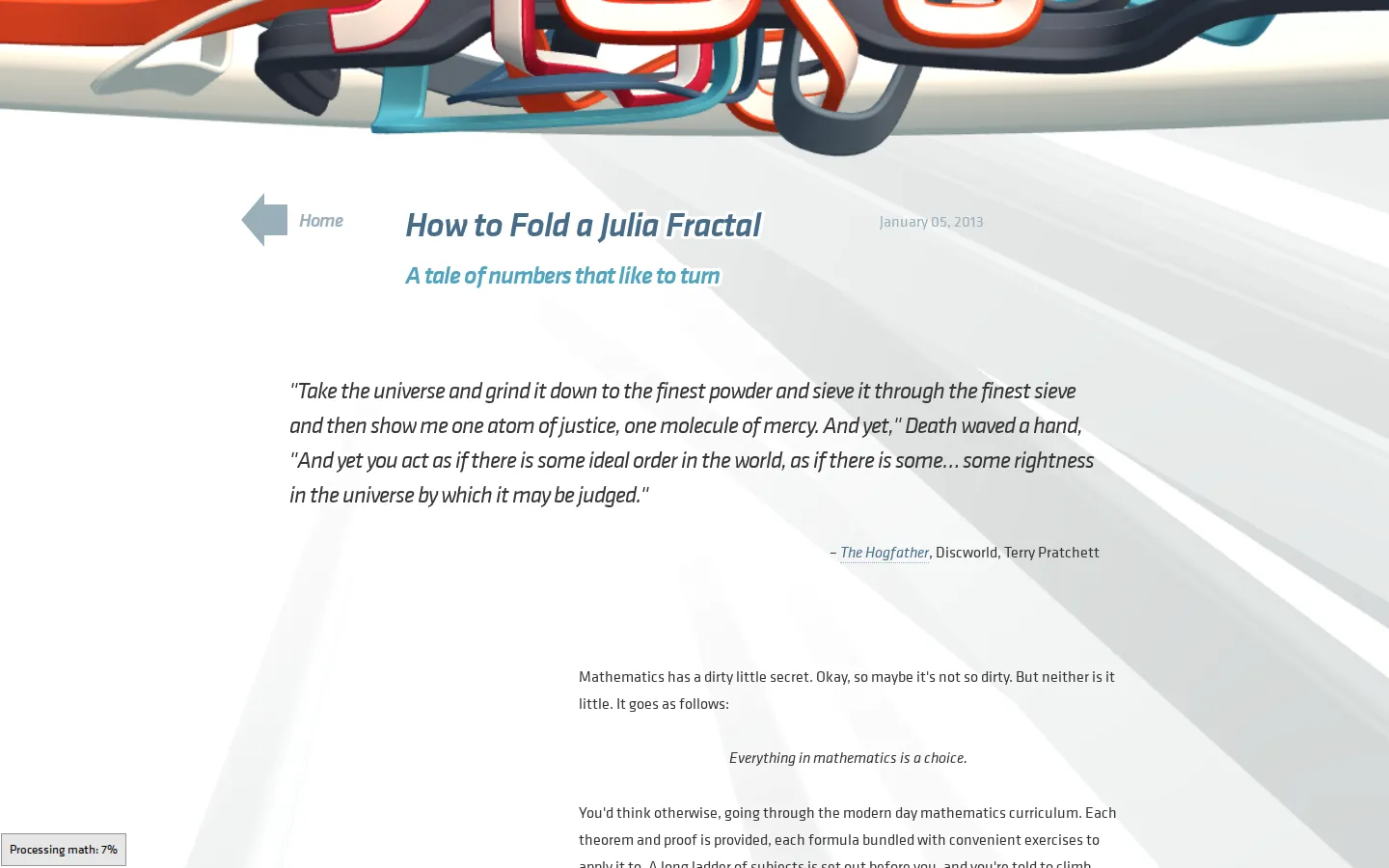 How to Fold a Julia Fractal website homepage screenshot