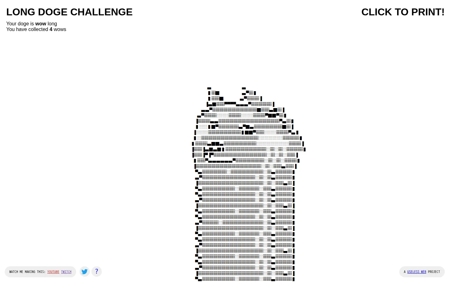 The Long Doge Challenge website homepage screenshot