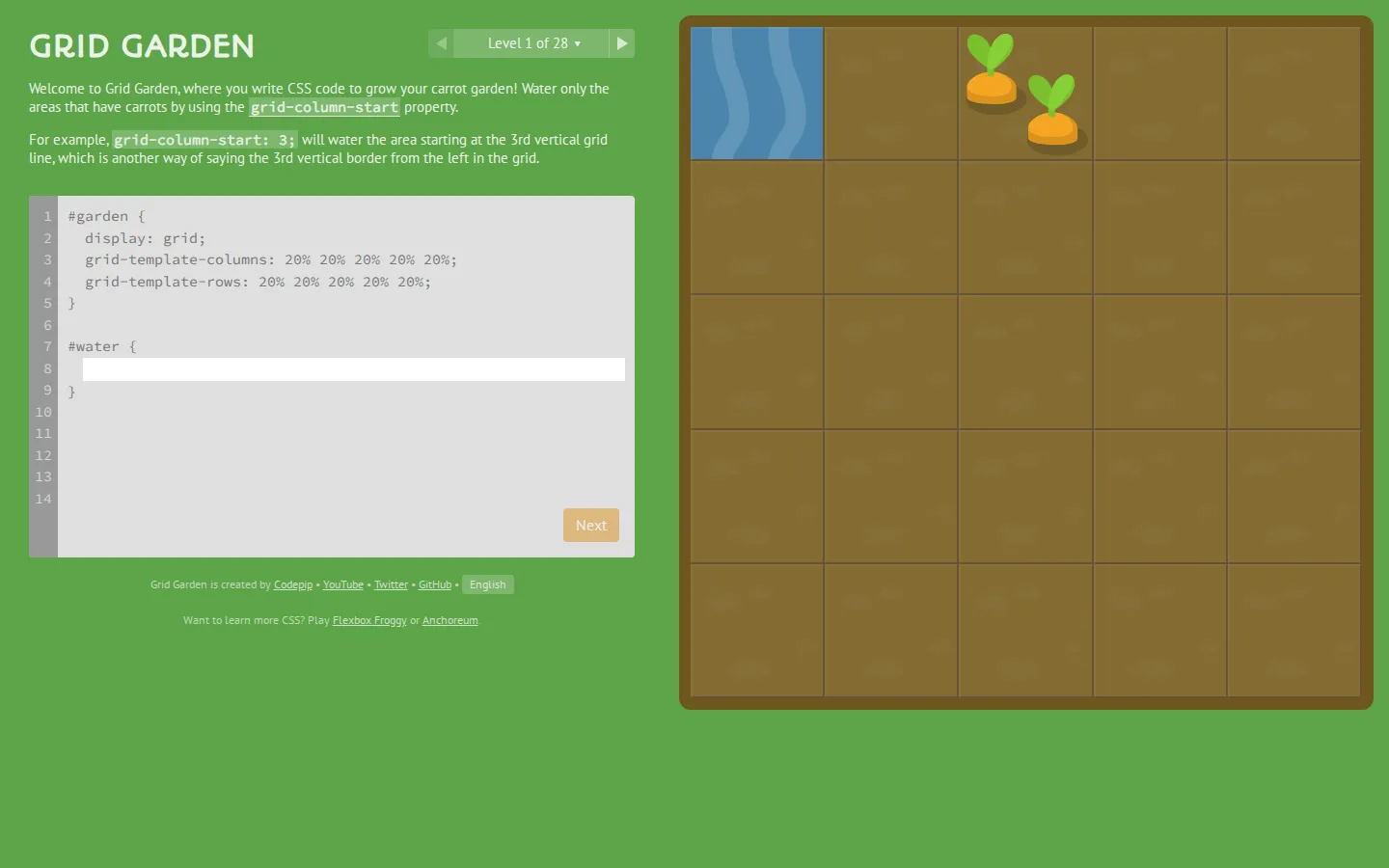 Grid Garden website homepage screenshot
