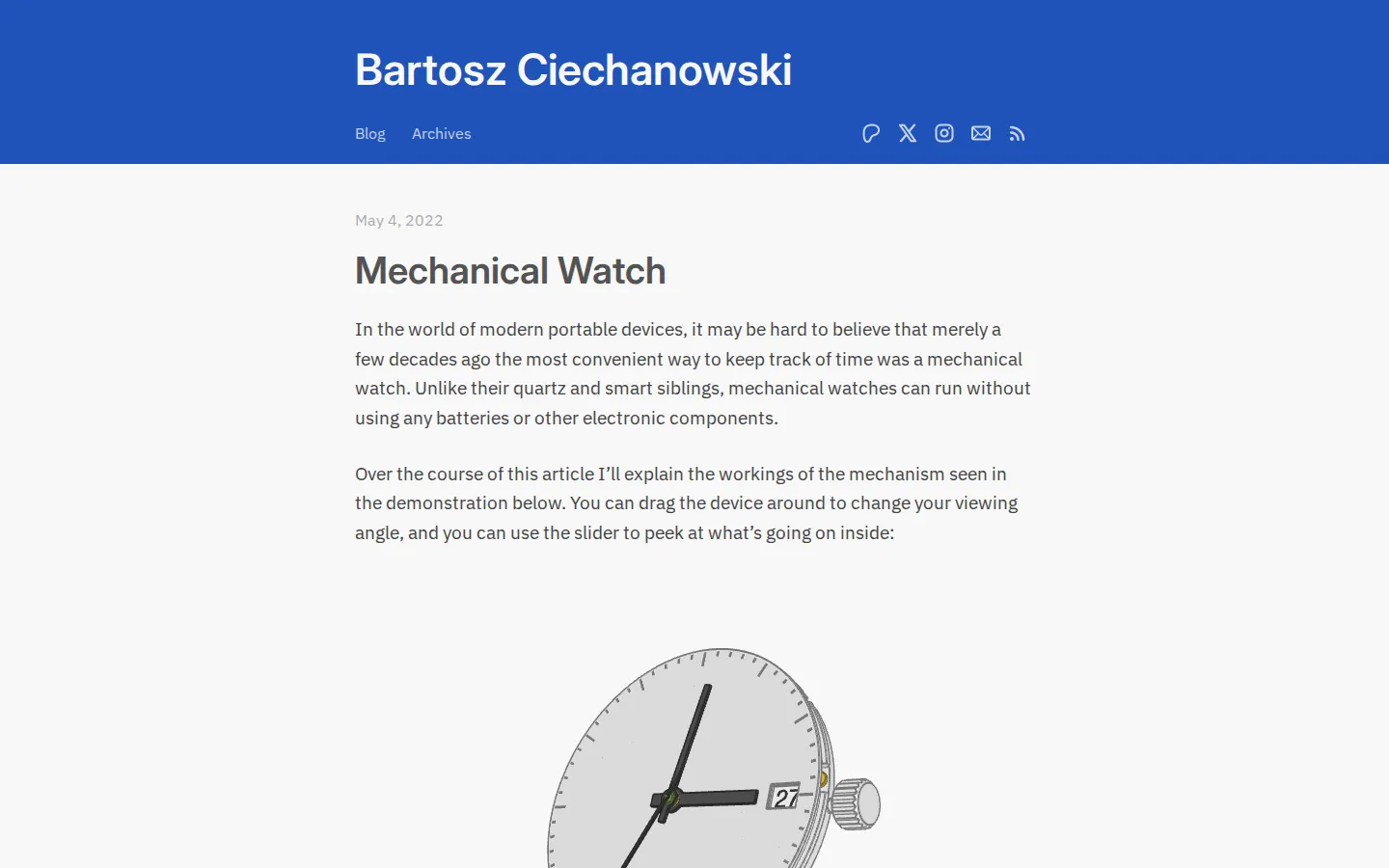 Mechanical Watch website homepage screenshot