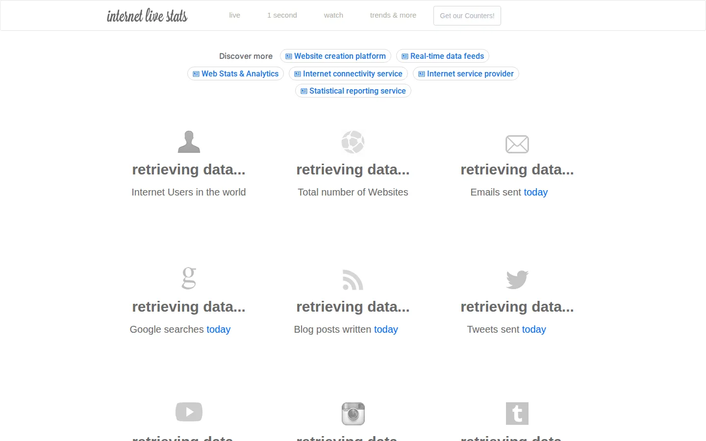 Internet Live Stats website homepage screenshot