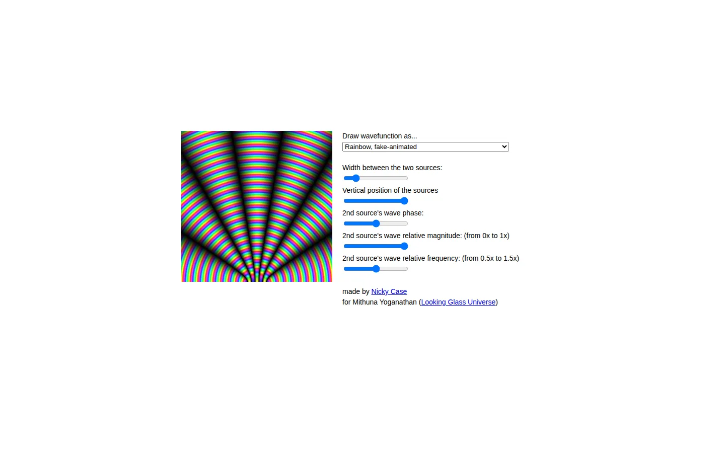 Basic Double-Slit Simulation website homepage screenshot