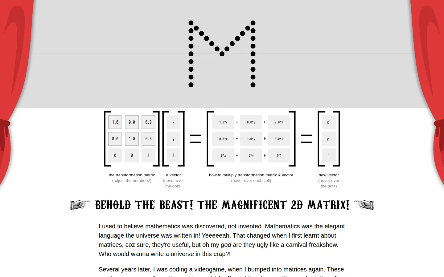 The Magnificent 2D Matrix website homepage screenshot