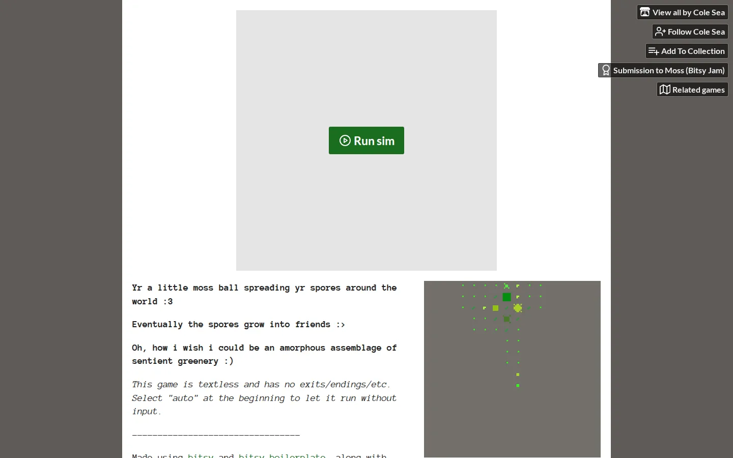 moss-sim website homepage screenshot
