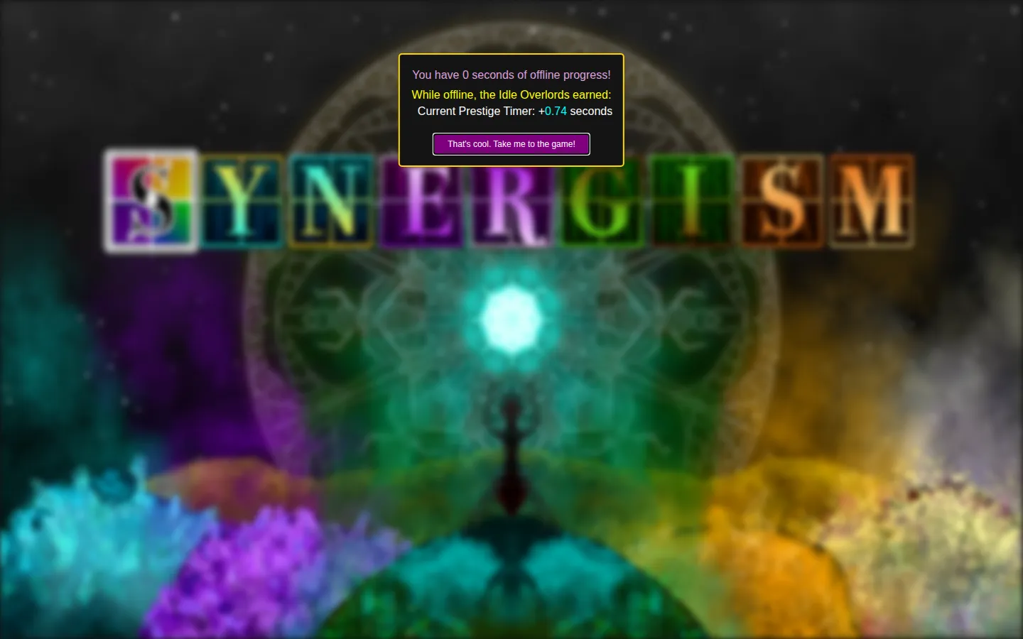 Synergism website homepage screenshot