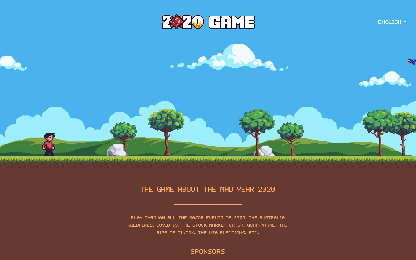 2020 game website homepage screenshot