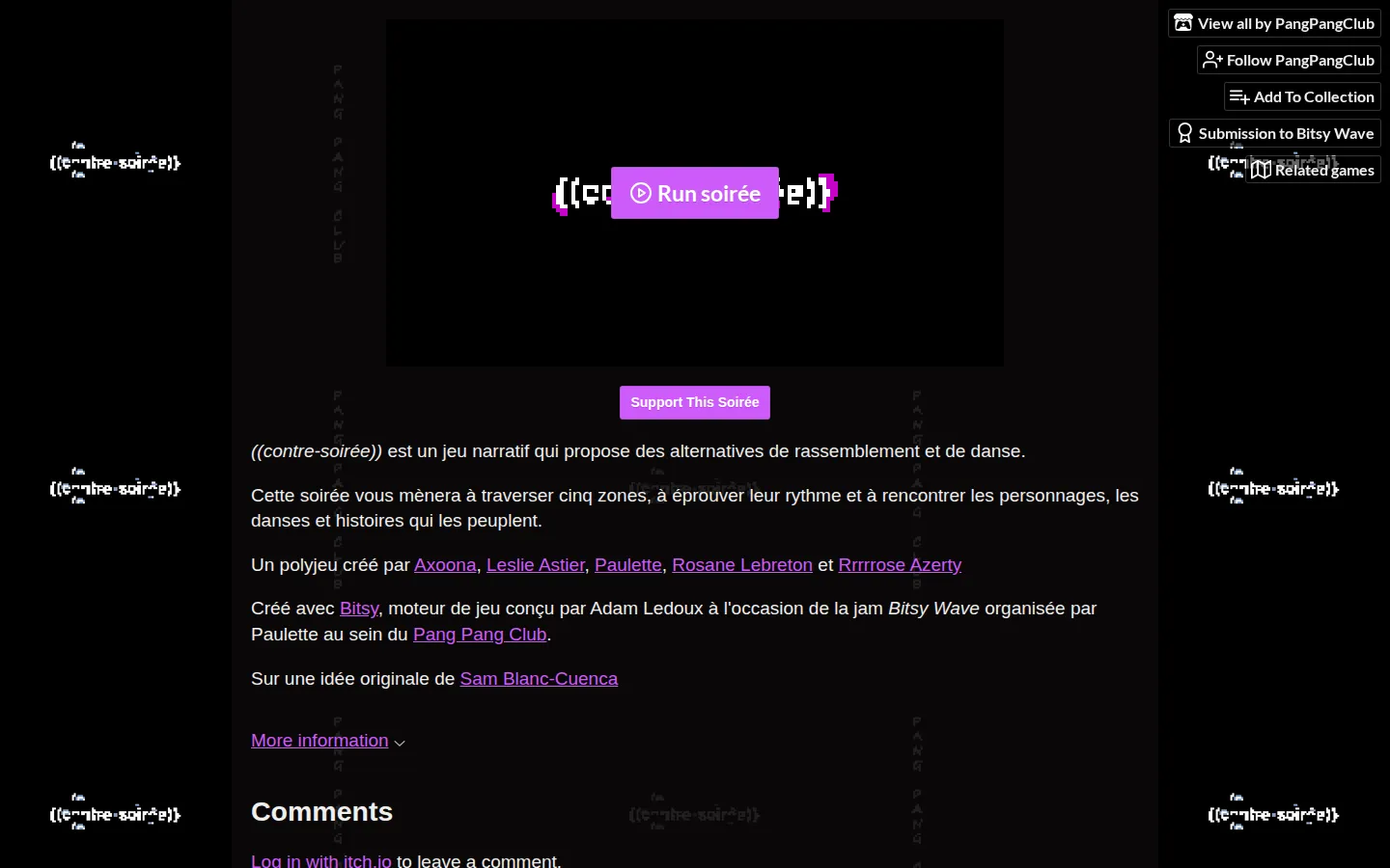 ((contre-soirée)) website homepage screenshot