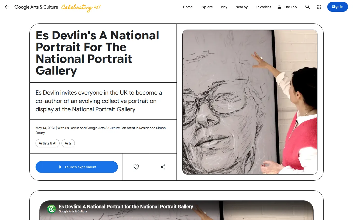 Es Devlin's A National Portrait website homepage screenshot
