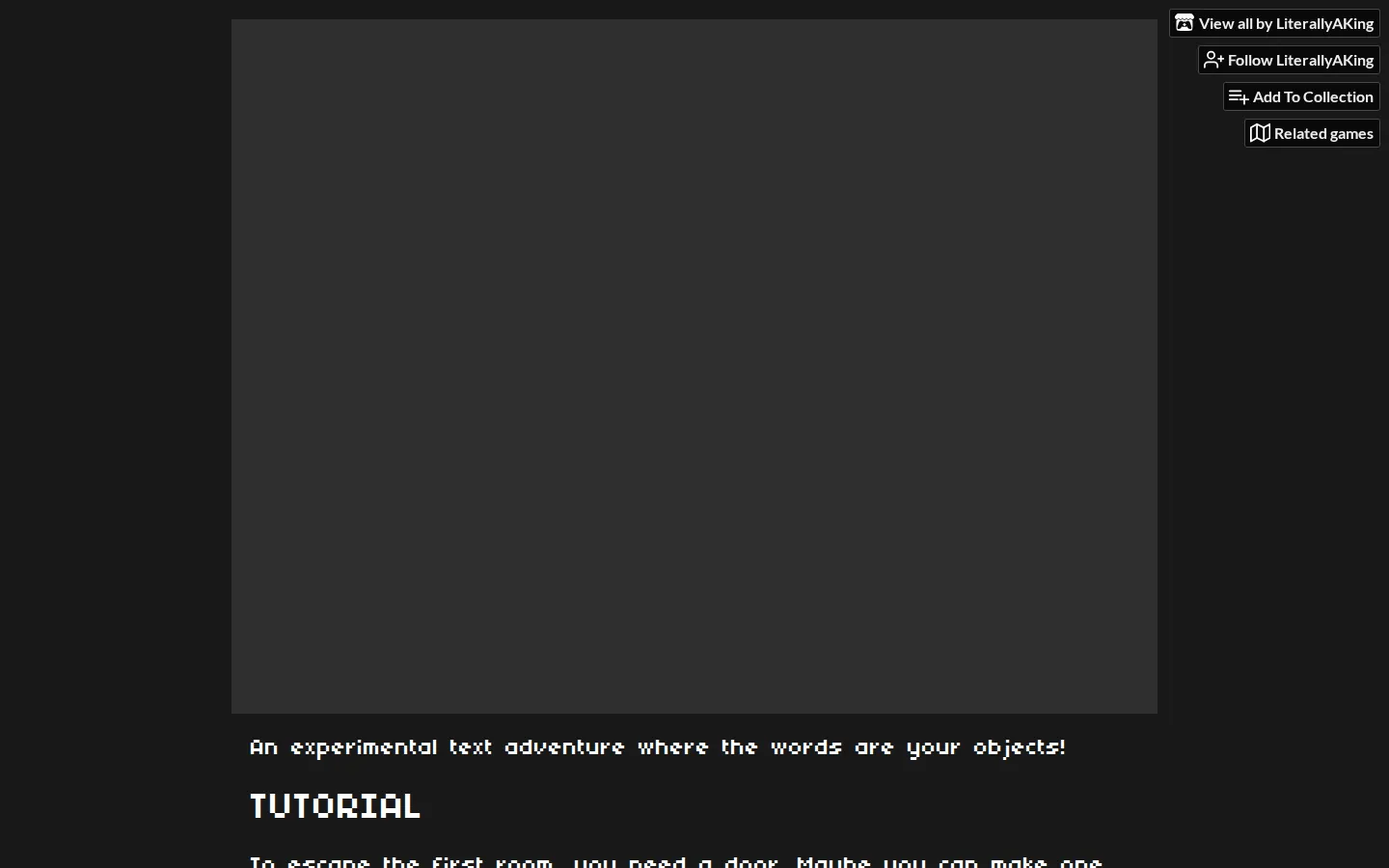 Words as Objects Text Adventure website homepage screenshot