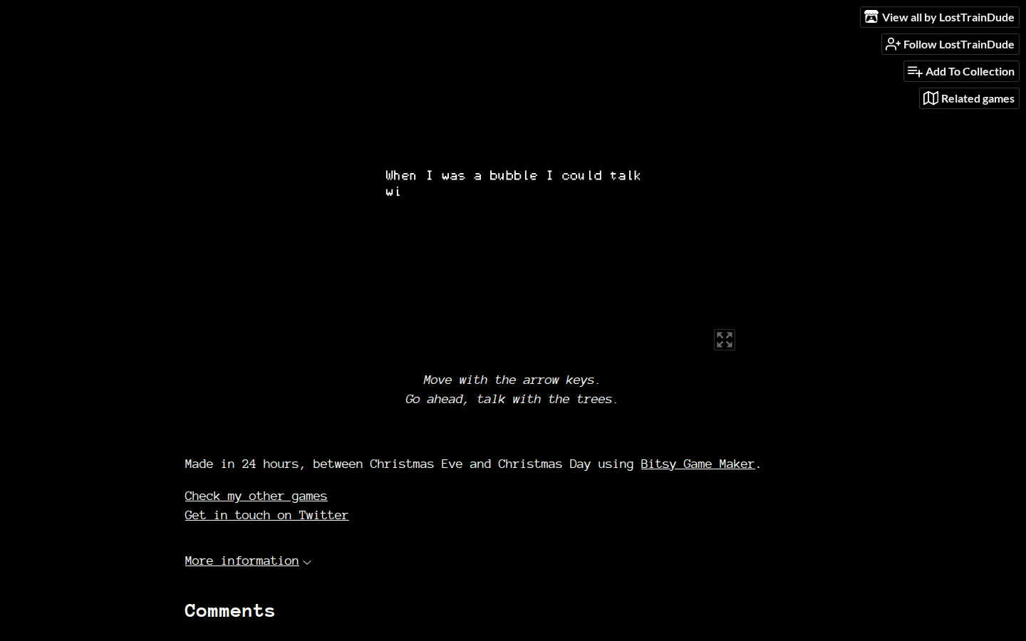 When I Was a Bubble I Could Talk With the Trees website homepage screenshot