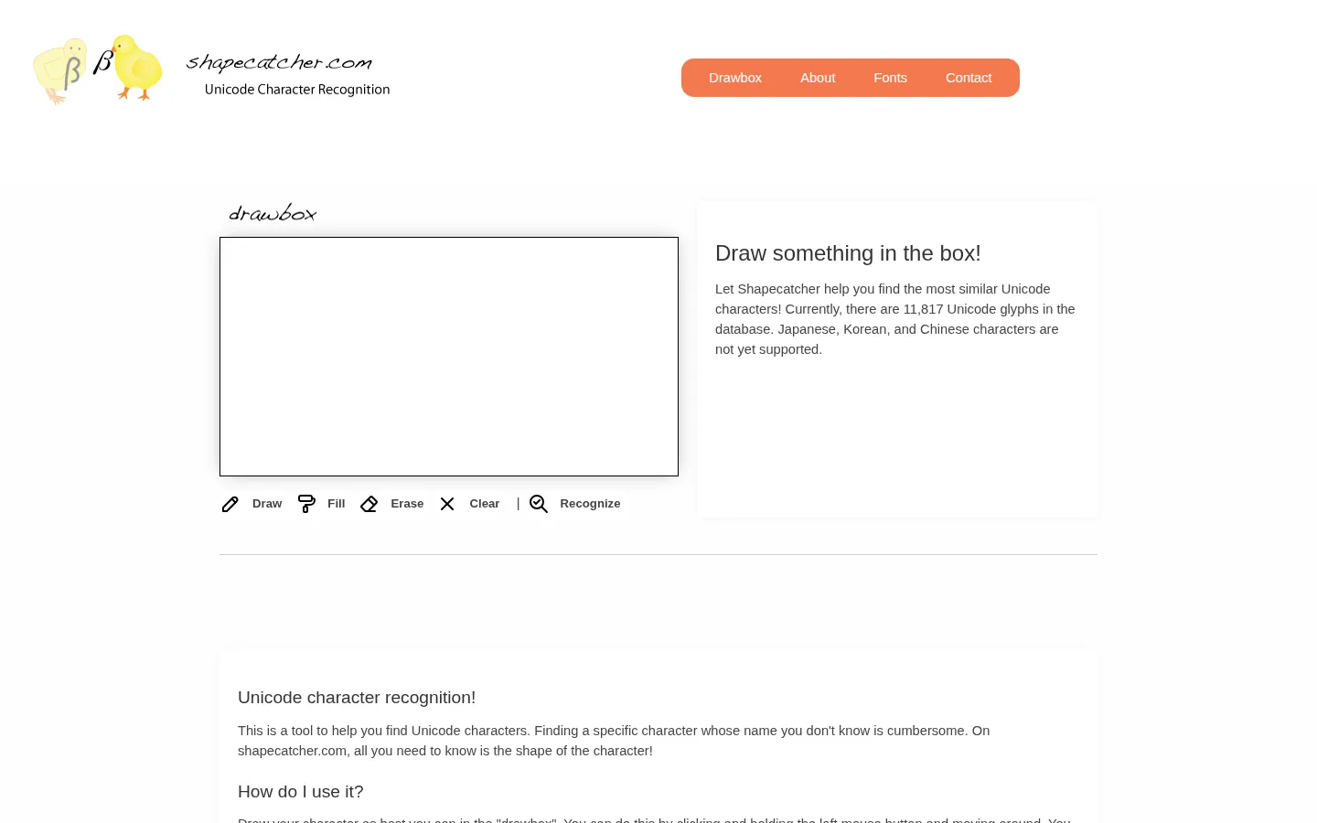 Shapecatcher website homepage screenshot
