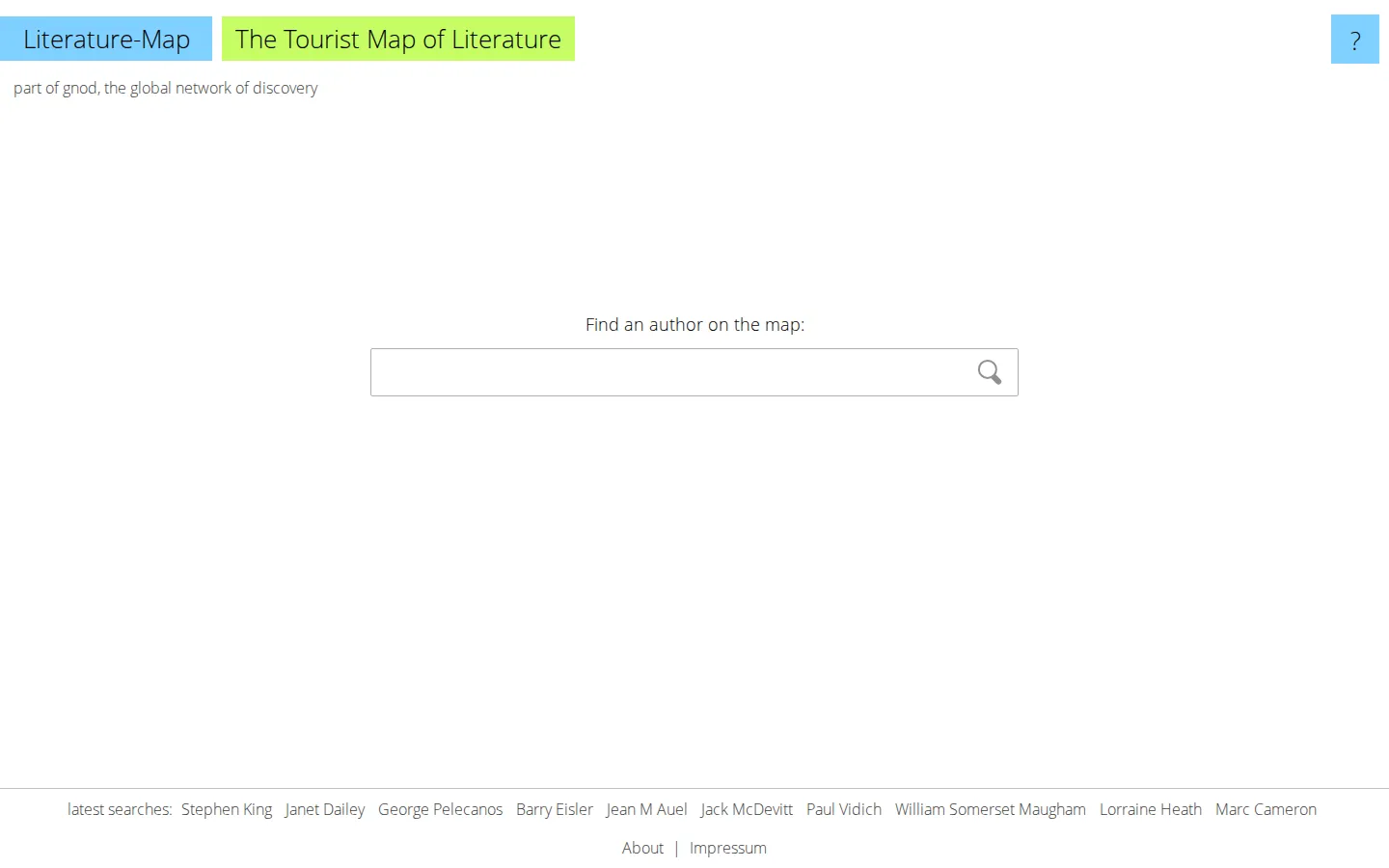 Literature Map website homepage screenshot