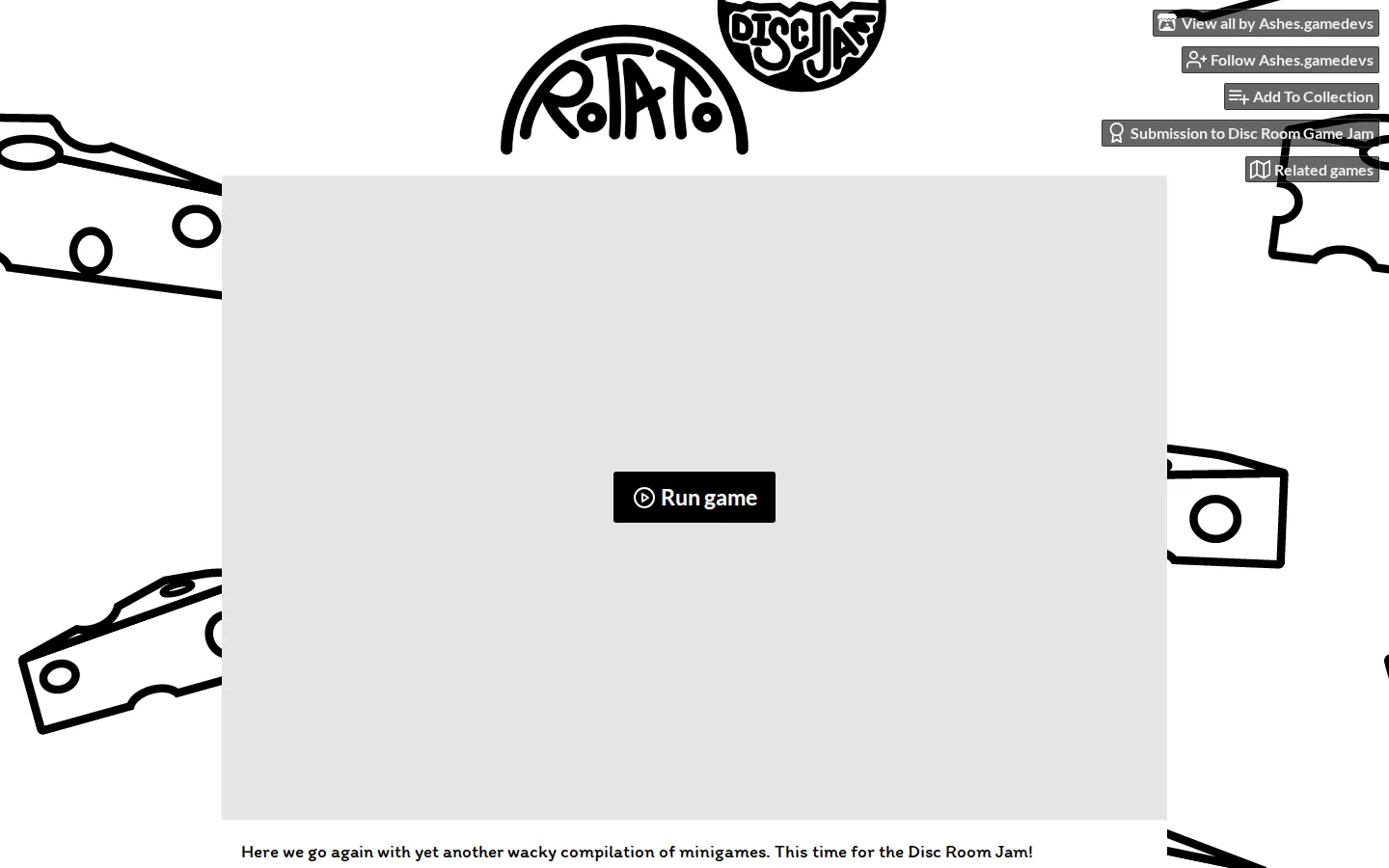 Rotato Disc Jam website homepage screenshot