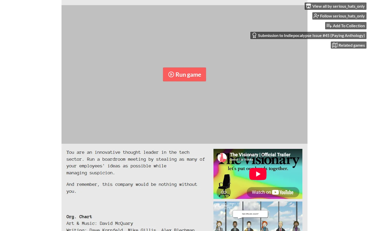 The Visionary website homepage screenshot