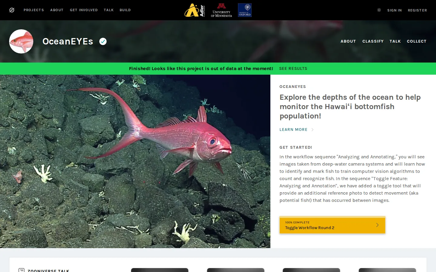 OceanEYEs website homepage screenshot