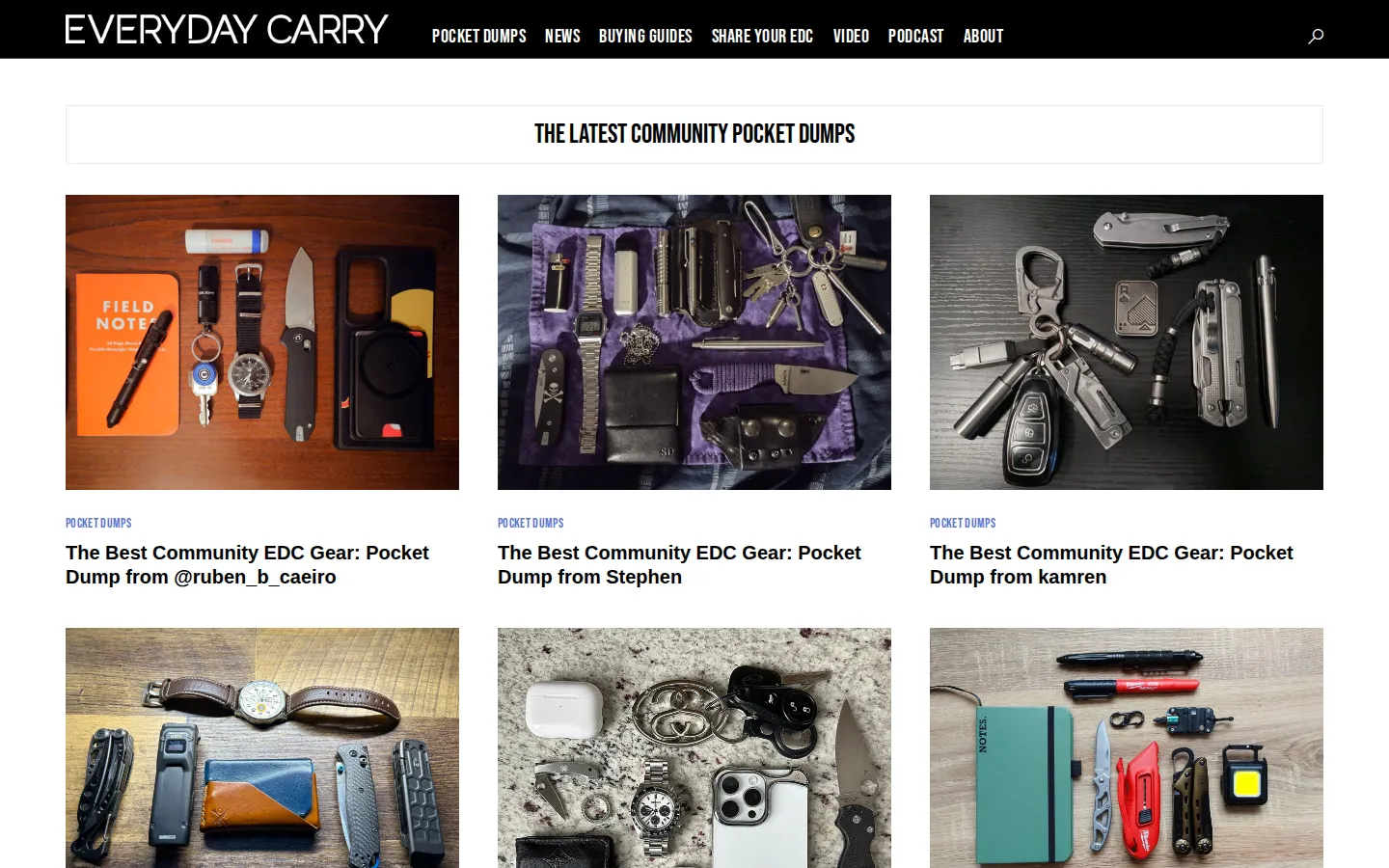Everyday Carry website homepage screenshot