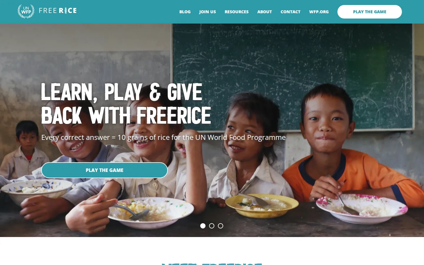 Freerice website homepage screenshot