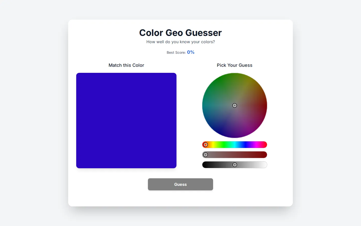 Color GeoGuessr website homepage screenshot