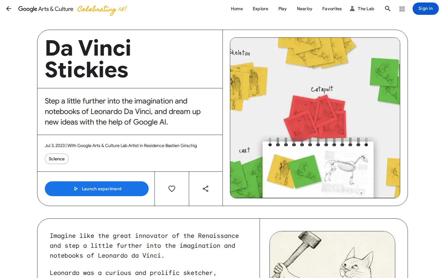 Da Vinci Stickies website homepage screenshot