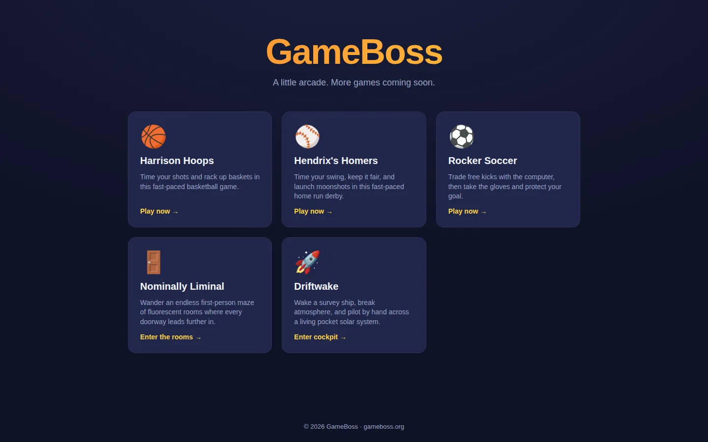 Game Boss website homepage screenshot