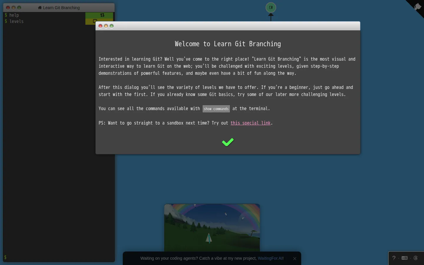 Learn Git Branching website homepage screenshot
