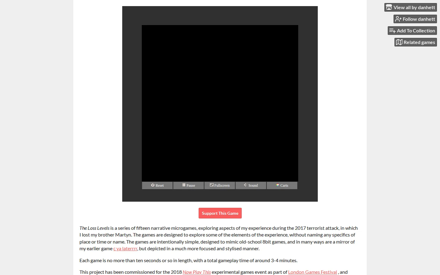 The Loss Levels website homepage screenshot