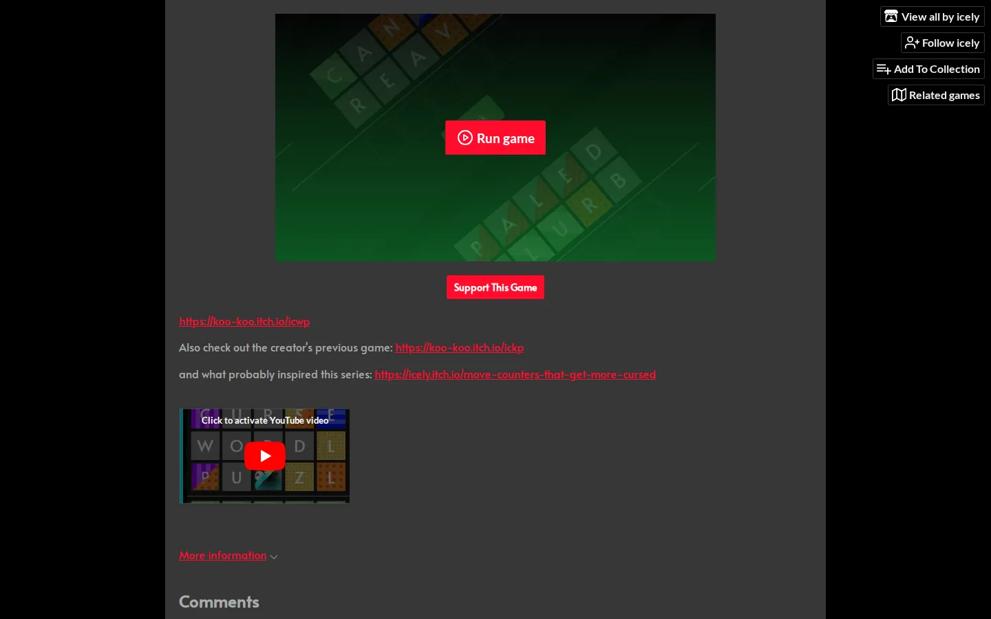 Increasingly Cursed Wordle Puzzles website homepage screenshot