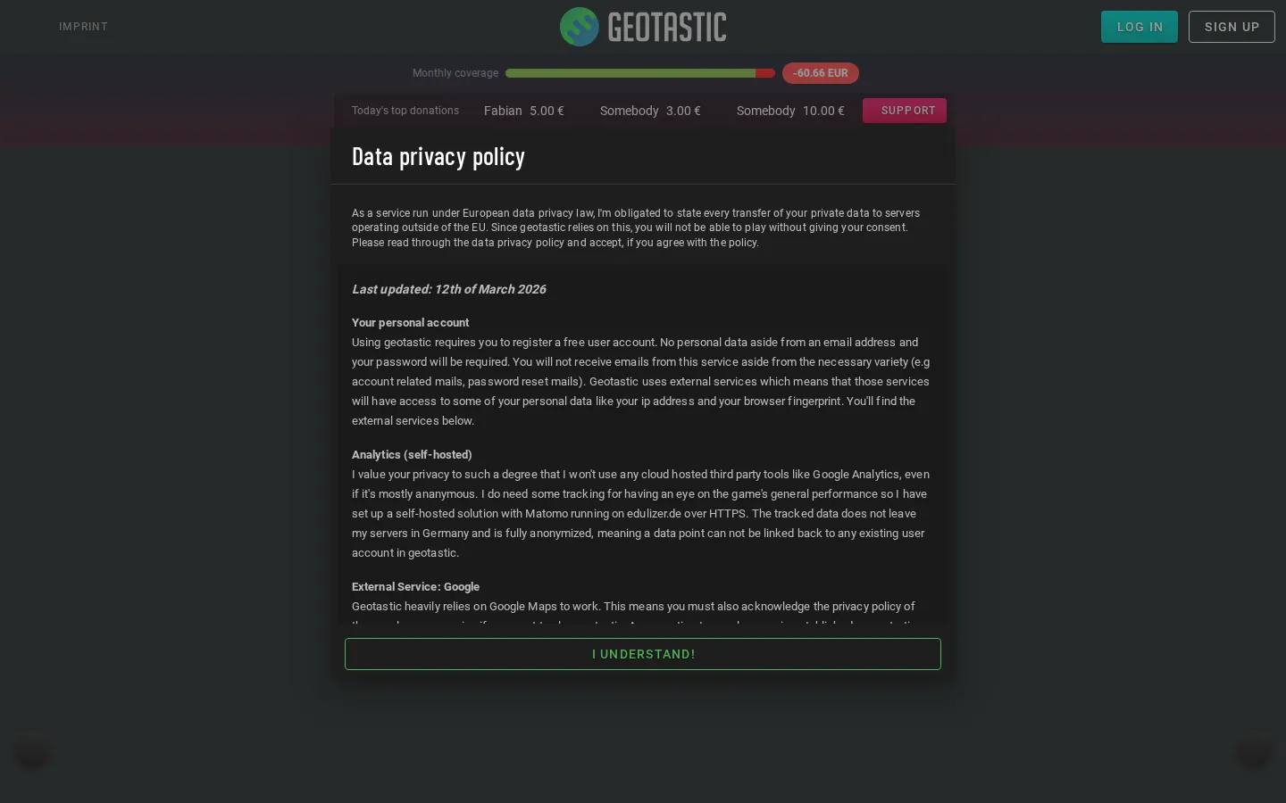 Geotastic website homepage screenshot